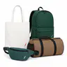 Tote bags, backpacks, and duffel bags showcasing custom print options for POD sellers