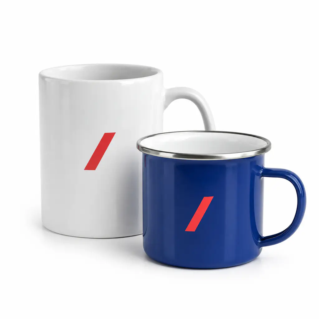 Ceramic 11oz and 15oz mugs with sublimation prints compared