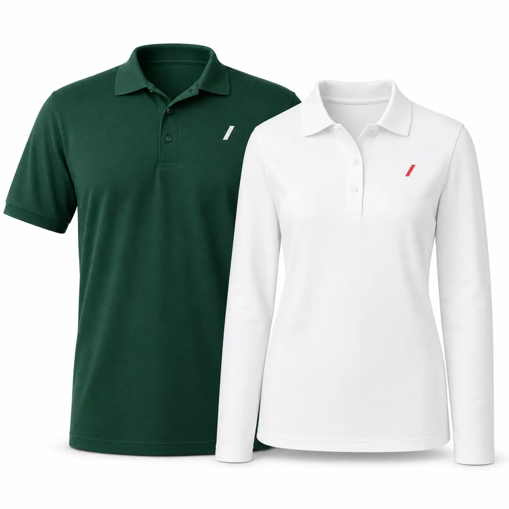 Piqué knit polo blanks from Gildan, Adidas, and Sport-Tek