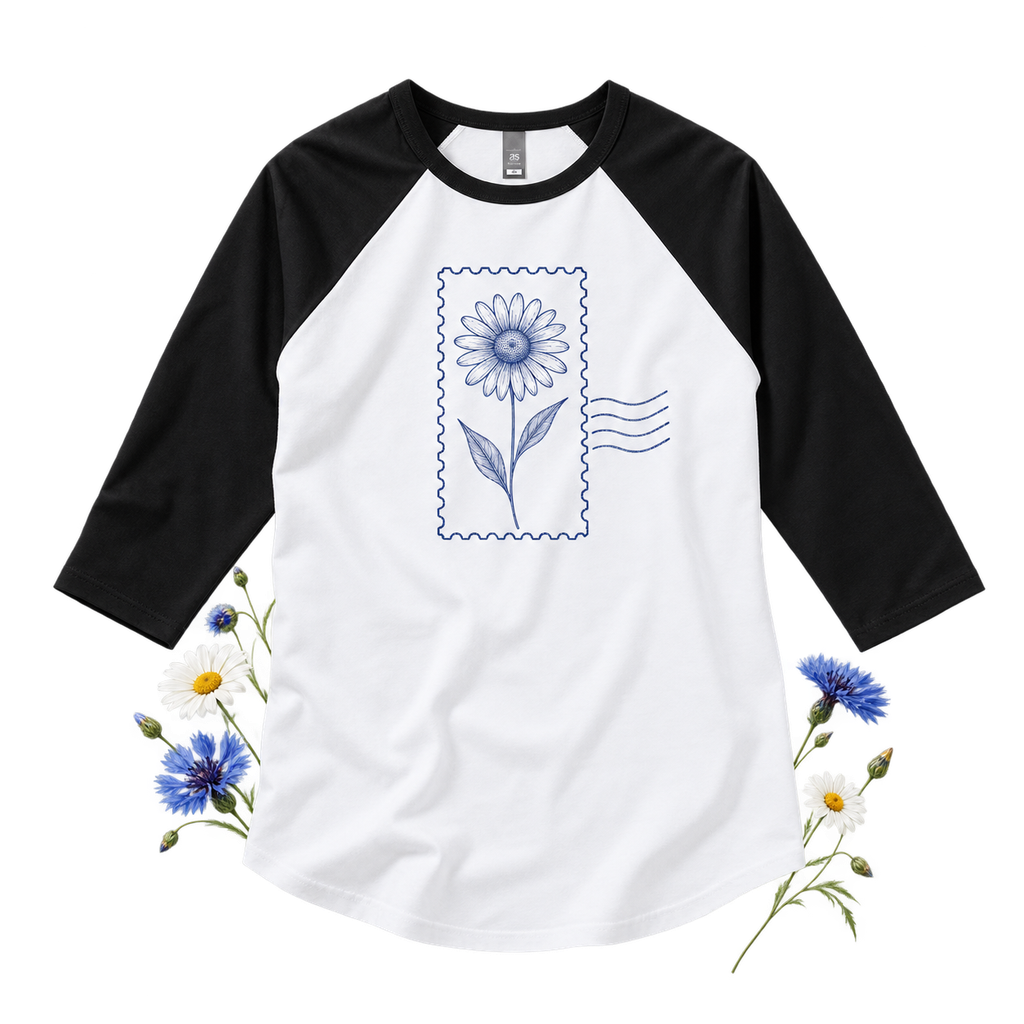 AS Colour 5012 Raglan Tee with three-quarter raglan sleeves, crew neck, curved tails and side seams