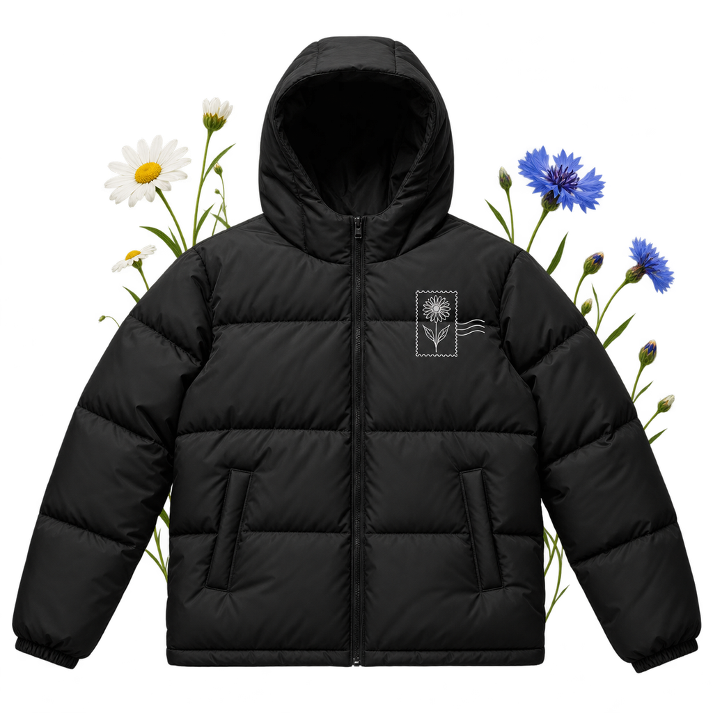 AS Colour 5590 Hooded Puffer Jacket — relaxed fit with recycled polyester outer and lining and down and feather fill