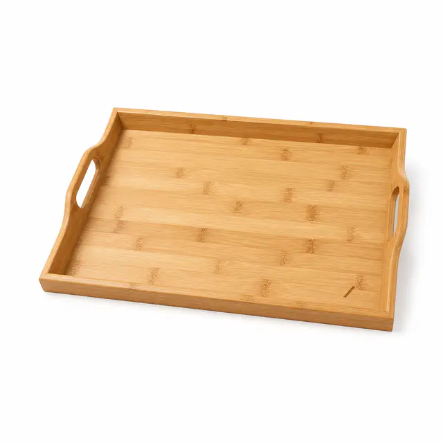 Print-on-demand bamboo serving tray - natural bamboo tray with engraving