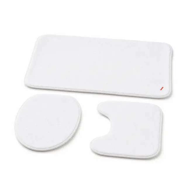 Print-on-demand bath accessory set — three-piece matching polyester with custom print