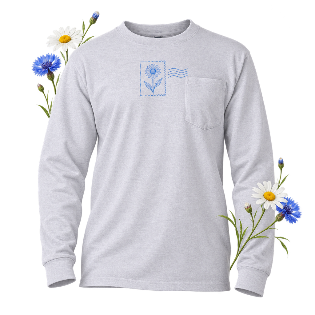 Bayside 8100 with long sleeves and a crew neckline