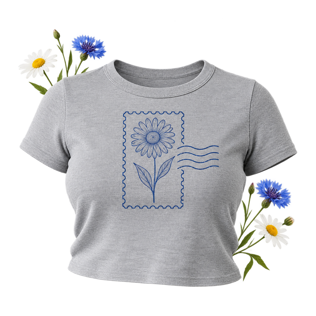Bella+Canvas 1010 Women's Micro Rib Baby Tee with a cropped cut, crew neckline and short sleeves