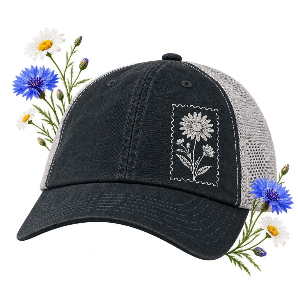 Big Accessories BA601 Washed Trucker Cap — unstructured six-panel design with cotton twill front and soft mesh back