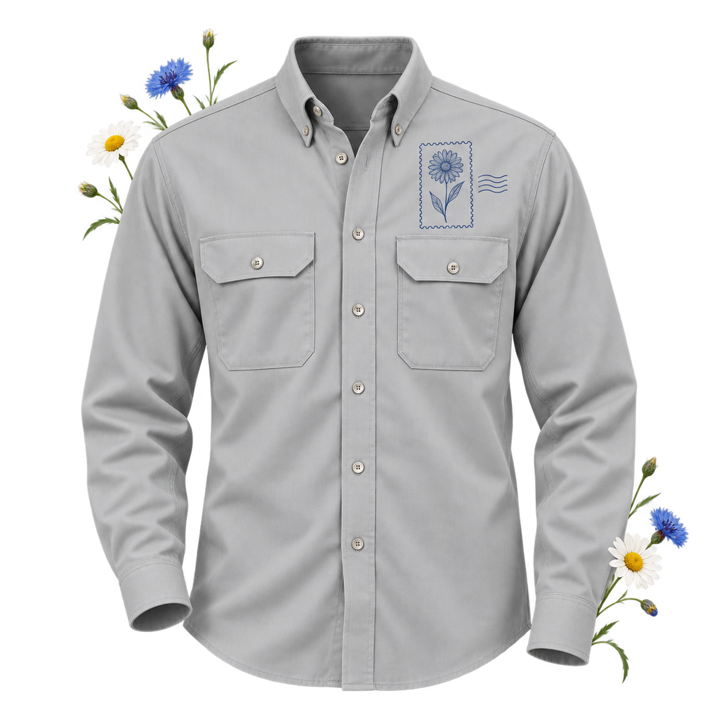 Bulwark SLU2 Men's EXCEL FR ComforTouch Dress Uniform Shirt with long sleeves and a collar
