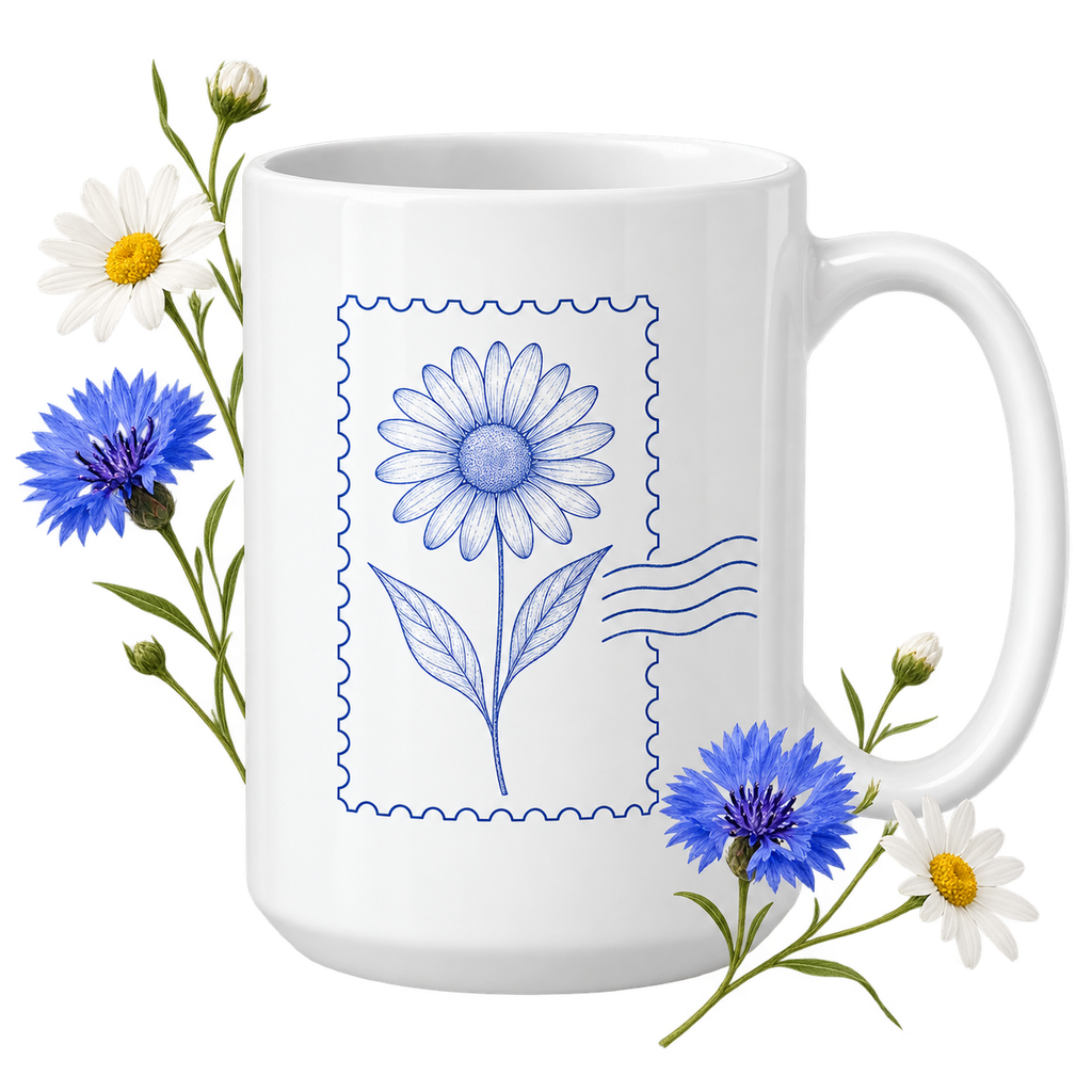 Print-on-demand 15oz ceramic mug — single-wall construction, dishwasher and microwave safe