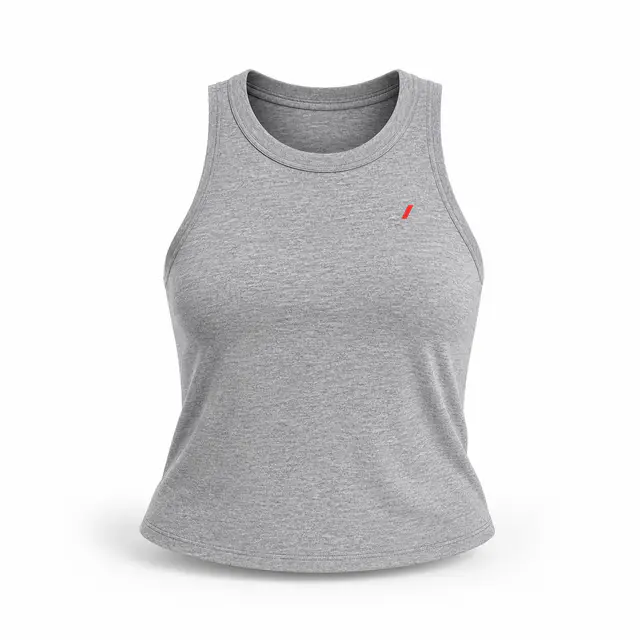 Print-on-demand cotton-poly cropped racerback tank - relaxed fit, racerback neckline, side-seamed construction