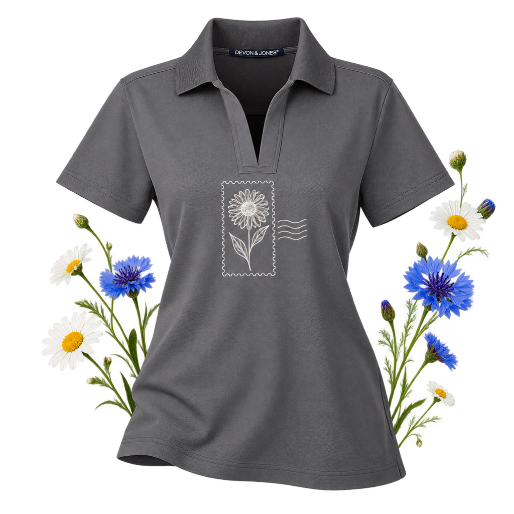 Devon & Jones DG20W CrownLux Performance Ladies' Plaited Polo — short sleeves, polyester face and cotton-polyester back