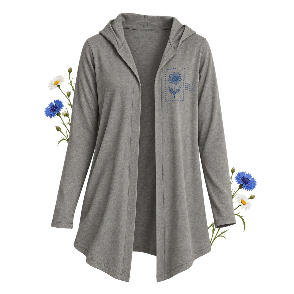 District DT156 Women's Perfect Tri Hooded Cardigan with long sleeves and tri-blend fabric