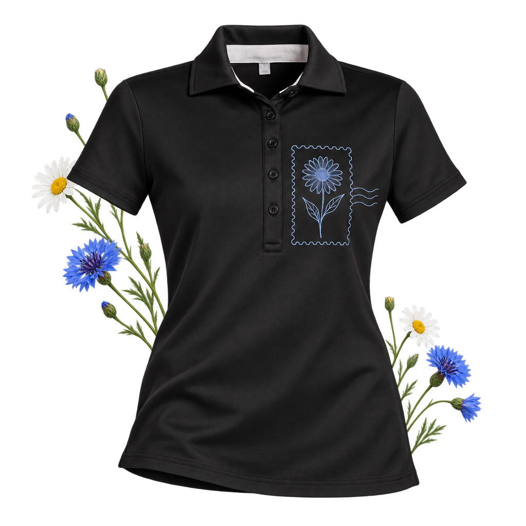 Fairway & Greene M32232 Women's Claire Tech Polo with short sleeves and a five-button placket