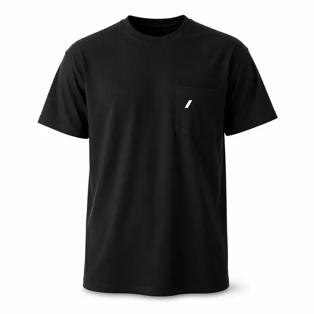 Hanes 5590 Authentic Pocket T-Shirt — classic-fit 6 oz cotton jersey pocket tee