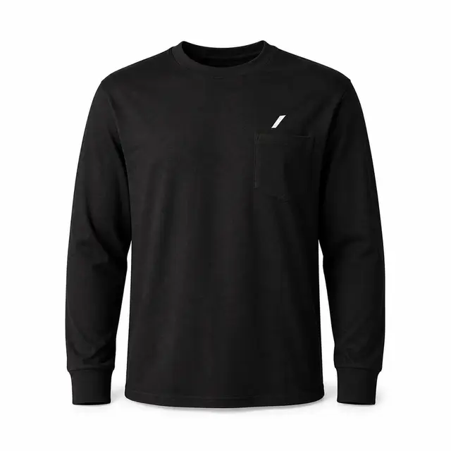Hanes 5596 Authentic Long Sleeve Pocket T-Shirt — 6 oz cotton jersey with ribbed cuffs