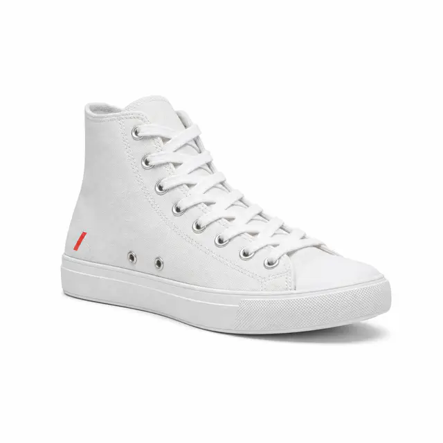 Print-on-demand high-top canvas sneaker - polyester material field, high-top canvas product name