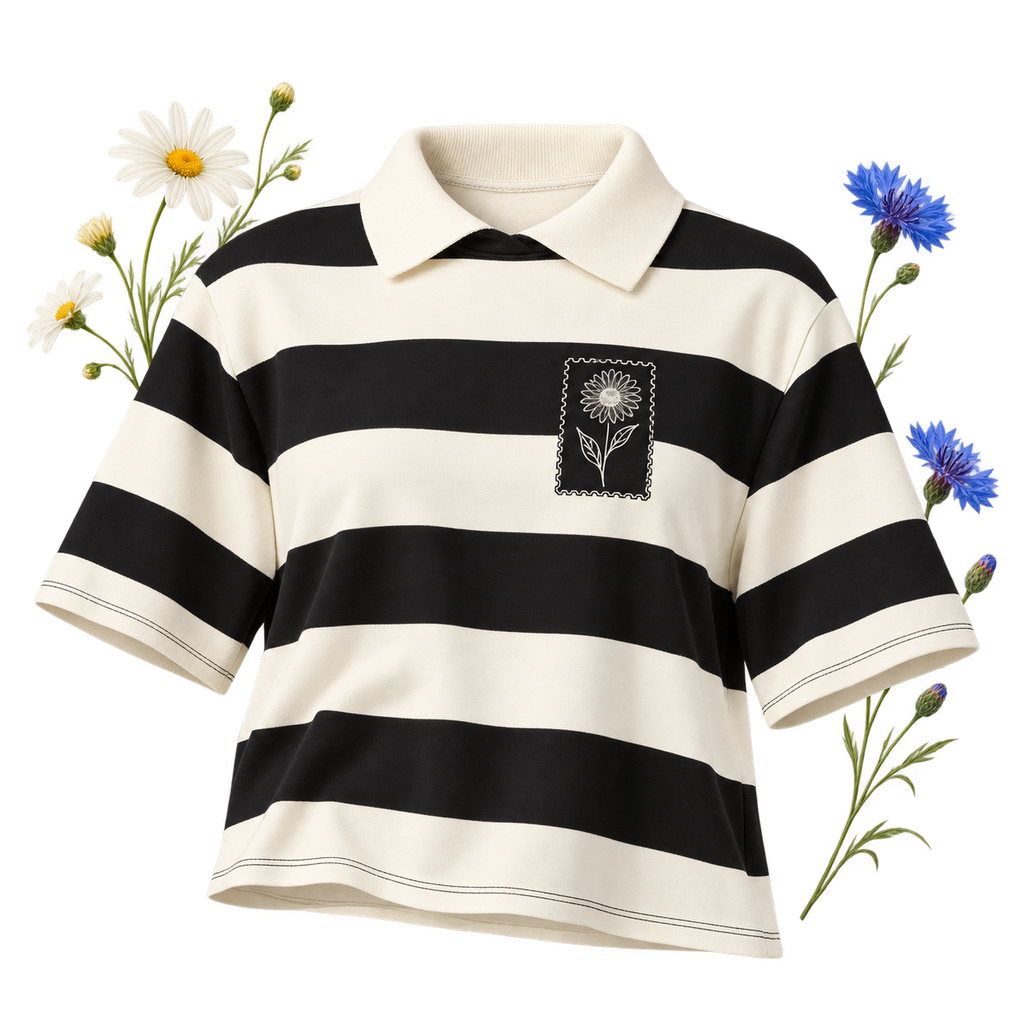 Holloway 226302 Women's Prep Street Rugby Crop T-Shirt — boxy fit and yarn-dyed stripe jersey