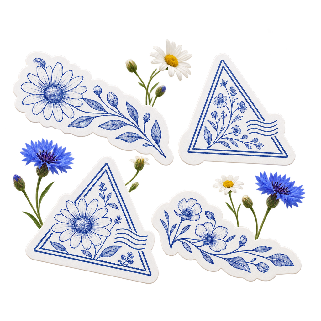 Shaped kiss-cut vinyl sticker resting on an intact backing