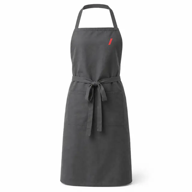 Print-on-demand cotton kitchen apron — adjustable neck strap with waist tie closure