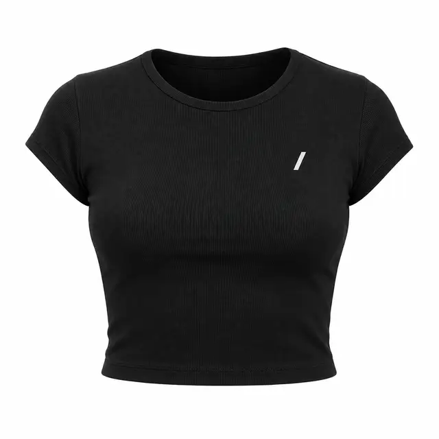 LA Apparel 43035 Cap Sleeve Baby Rib Crop Top — 5.5 oz combed cotton, slim fit, side-seamed construction