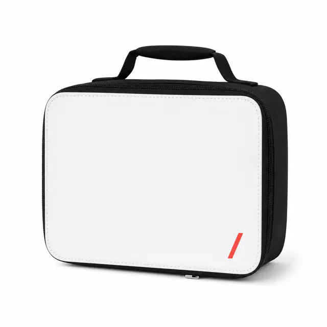 Print-on-demand lunch bag — polyester construction with zippered closure and single compartment