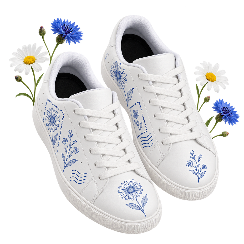 Men's Low-Top Leather Sneakers, footwear with separate left and right shoes