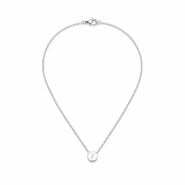 Print-on-demand mini circle necklace — petite stainless steel disc pendant, unplated, engravable