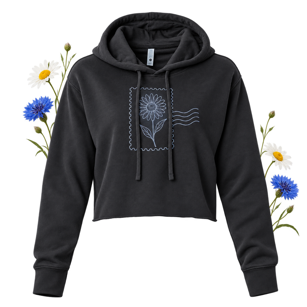 Next Level 9384 with long sleeves and a hood, showing its crop hoodie format