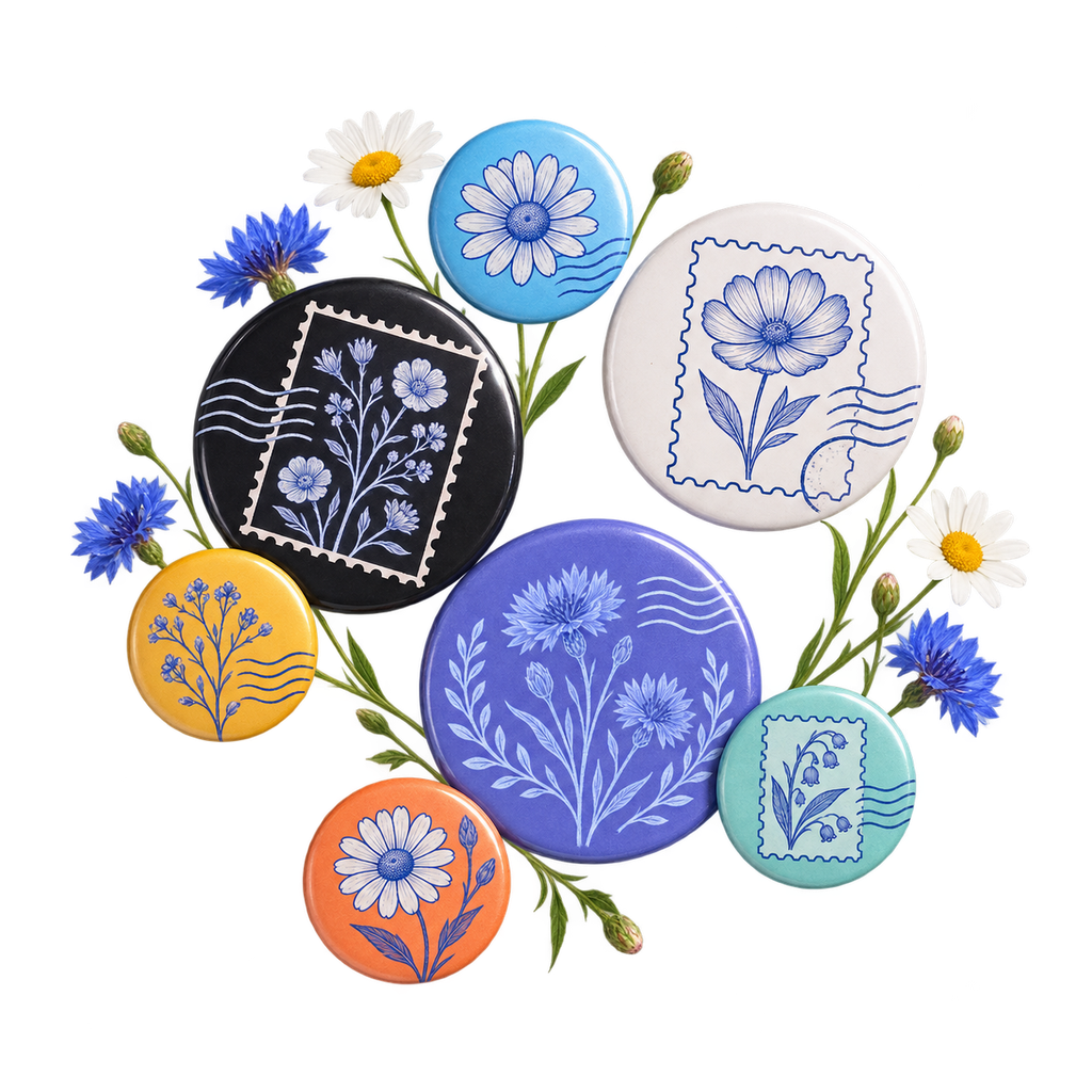 Pin Button Set with metal construction in a pin-button accessory format