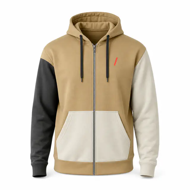 Print-on-demand polyester blend zip hoodie - polyester blend material type, hooded neckline, long sleeves