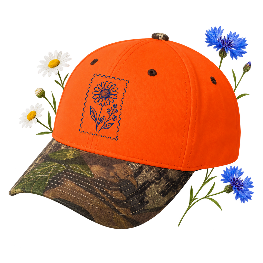Port Authority C804 Enhanced Visibility Cap with Camo Brim, fluorescent crown and camouflage brim