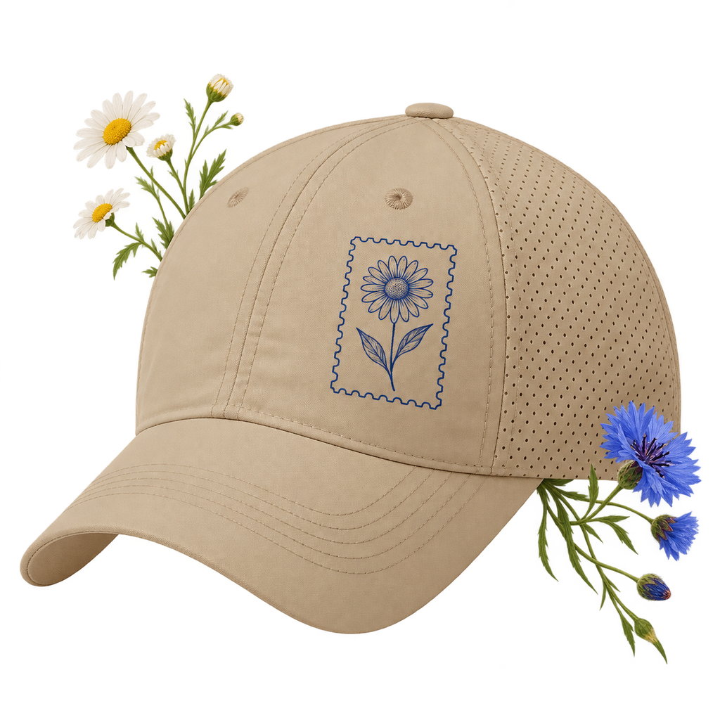 Port Authority C821 Perforated Cap — 100% polyester, unstructured low-profile design with hook-and-loop closure