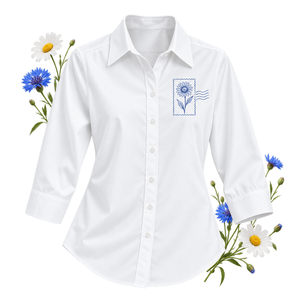 Port Authority L612 Women's 3/4-Sleeve Easy Care Shirt with three-quarter sleeves and 55/45 cotton/poly fabric
