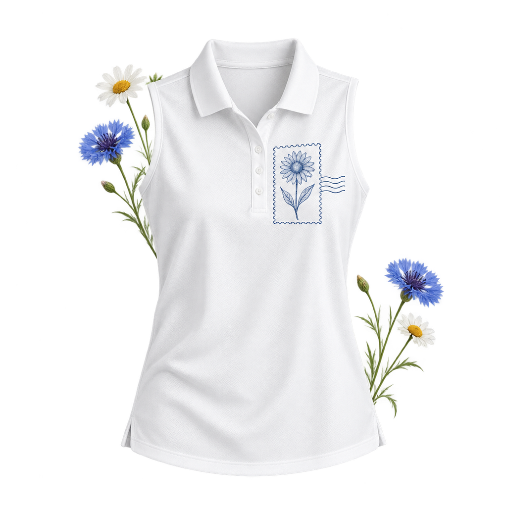 Port Authority LK110SV Women's Dry Zone UV Micro-Mesh Sleeveless Polo with a flat knit collar and five-button placket