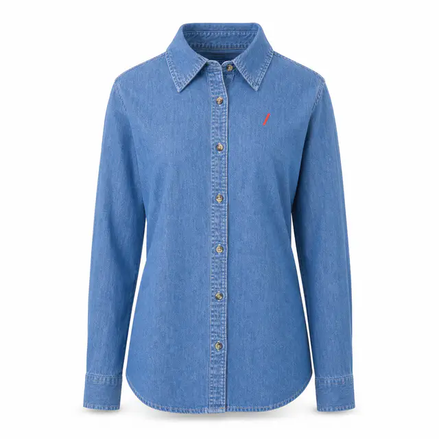 Port & Company LSP10 Women's Long Sleeve Value Denim Shirt - 6.5 oz 100% cotton Denim, regular fit, set in sleeve construction
