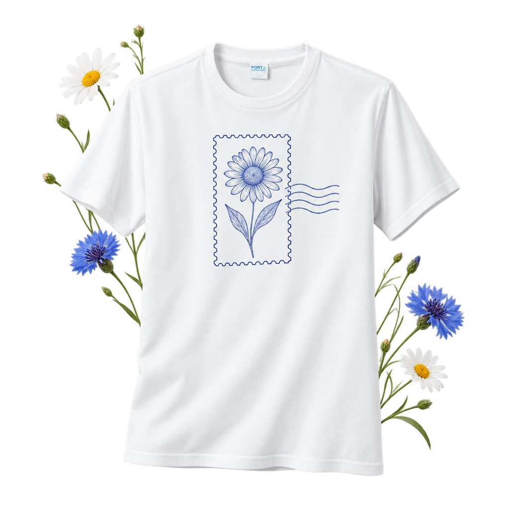 Port & Company PC330 Tri-Blend Tee with short sleeves, shoulder-to-shoulder taping and a tear-away label