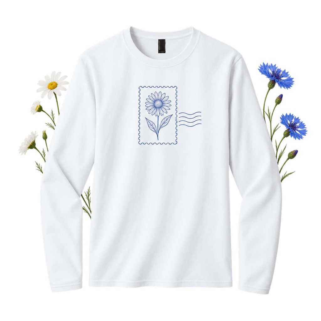 Port & Company PC43LS Easy Cotton Long Sleeve Tee — crew neckline and tear-away label