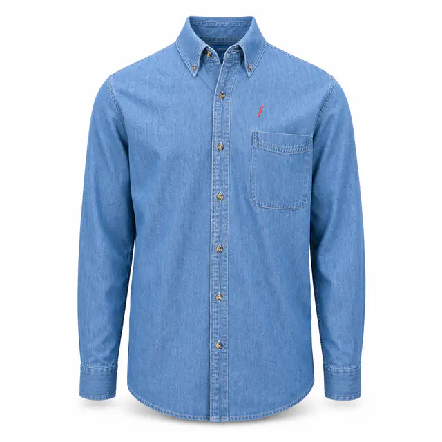 Port & Company SP10 Long Sleeve Value Denim Shirt - 6.5 oz 100% cotton Denim, regular fit, set in sleeve construction