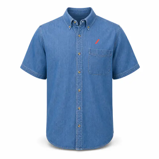 Port & Company SP11 Short Sleeve Value Denim Shirt - 6.5 oz 100% cotton Denim, regular fit, set in sleeve construction