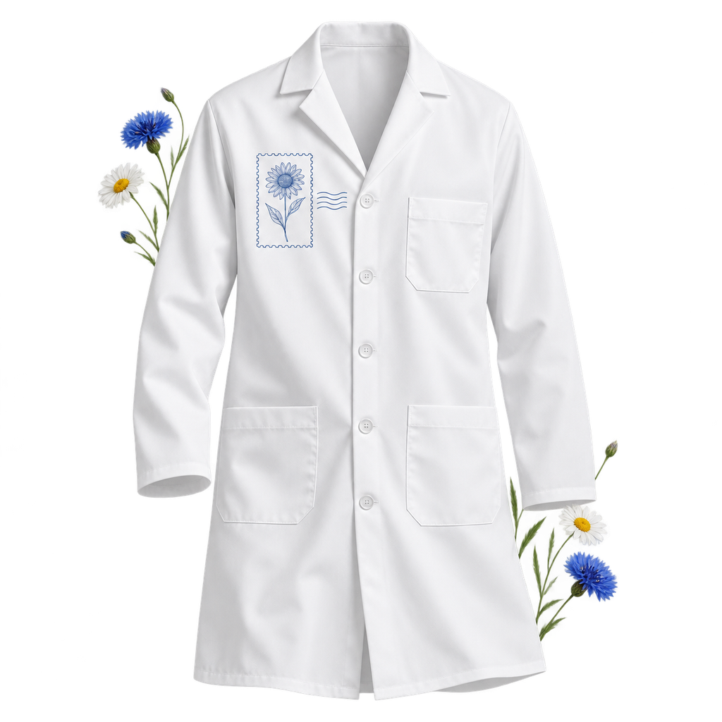 Red Kap KP14 Men's Lab Coat — five-button front, notched lapel, and lower pockets