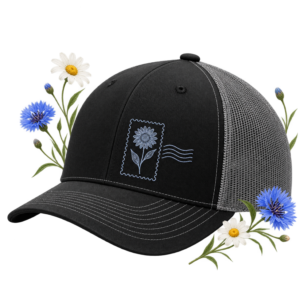 Richardson 112 Trucker Cap — 60/40 cotton-poly front, polyester mesh back, mid-profile snapback