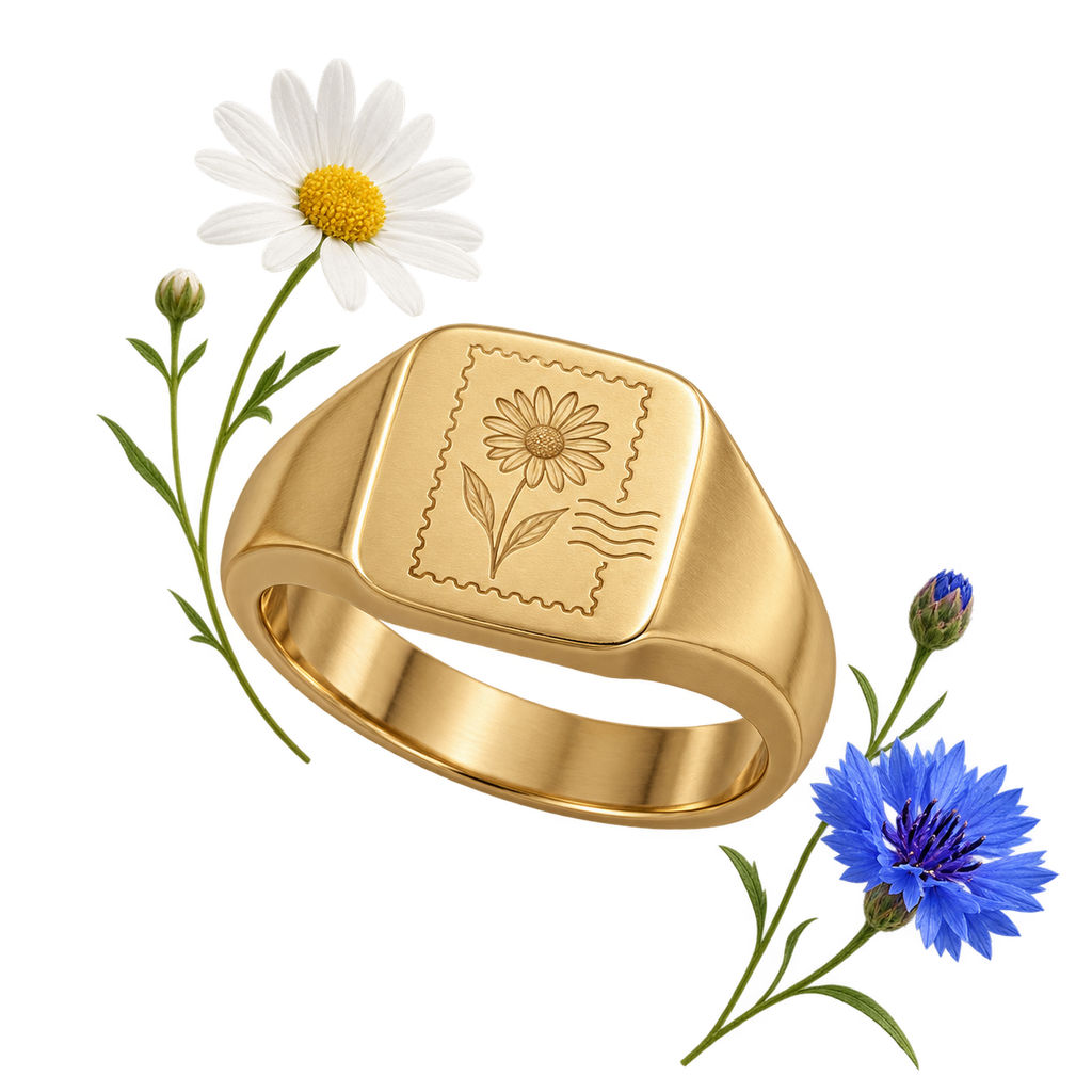 Stainless Steel Square Signet Ring, a ring worn around a finger