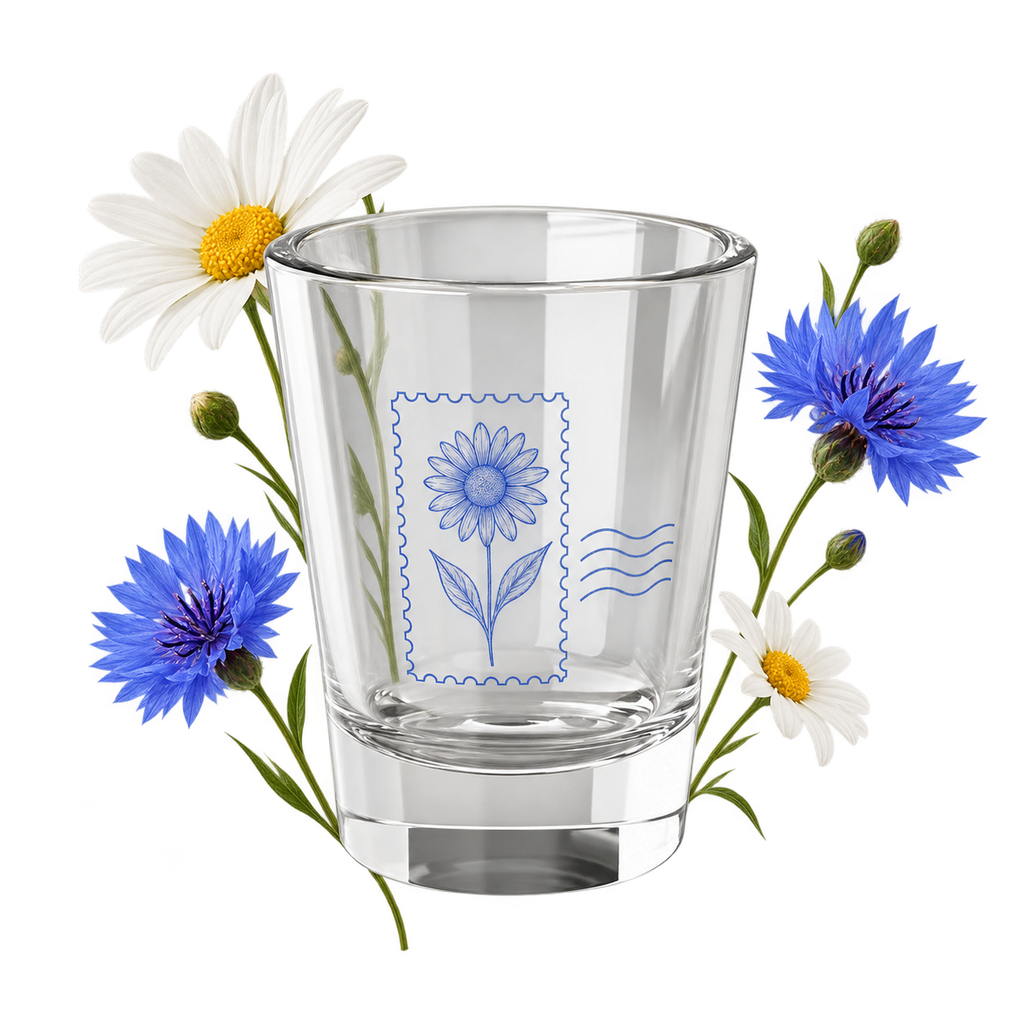 Shot Glass 1.5oz, a drinking glass with a curved outer surface