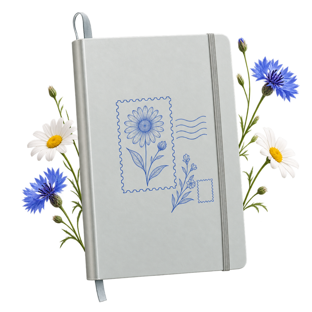 Softcover paper journal with a flexible cover for original artwork