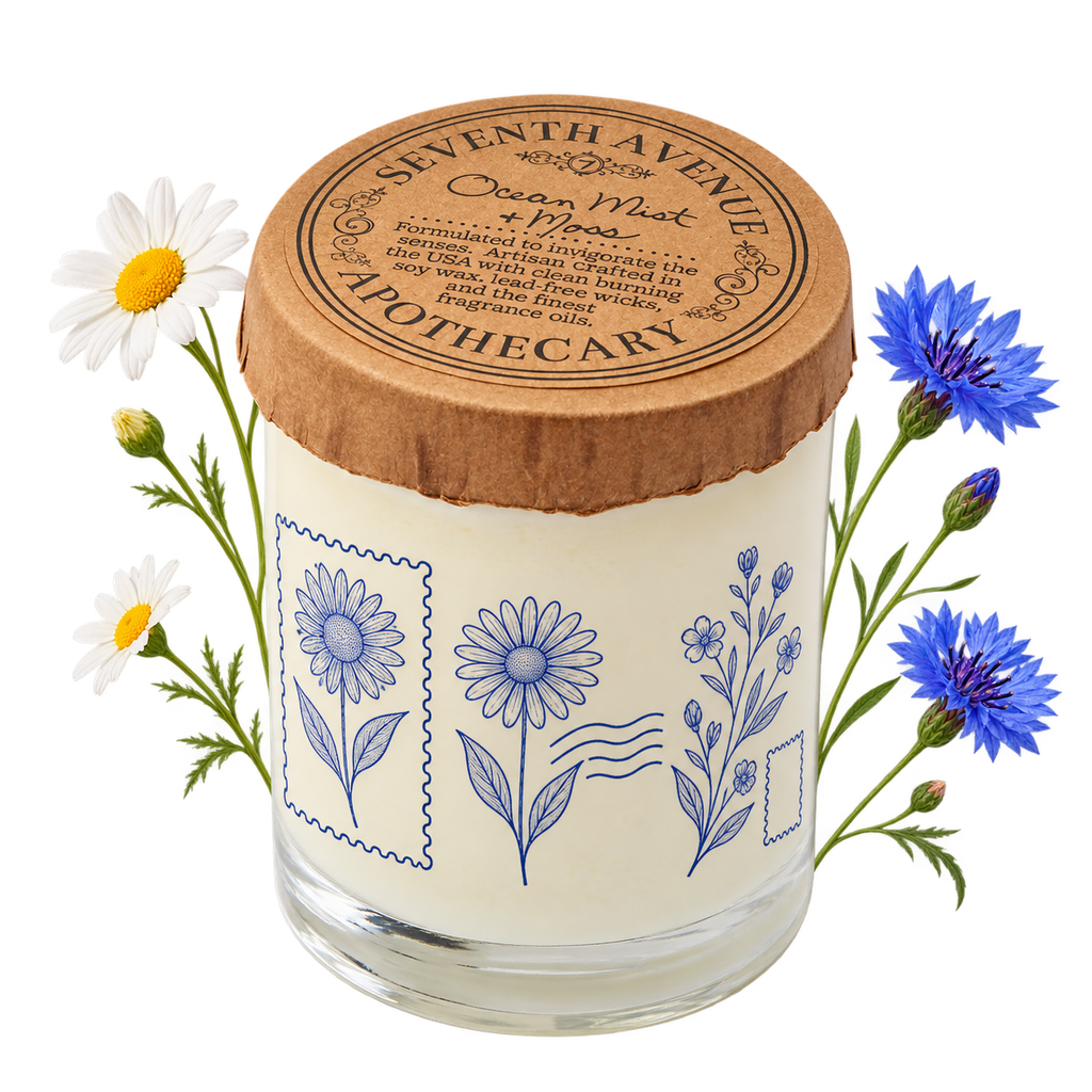 Soy-wax candle in a glass container with space for custom exterior decoration