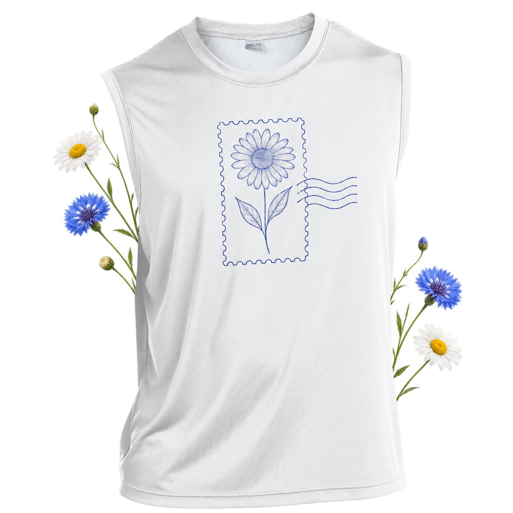 Sport-Tek ST352 with a sleeveless cut and a crew neckline