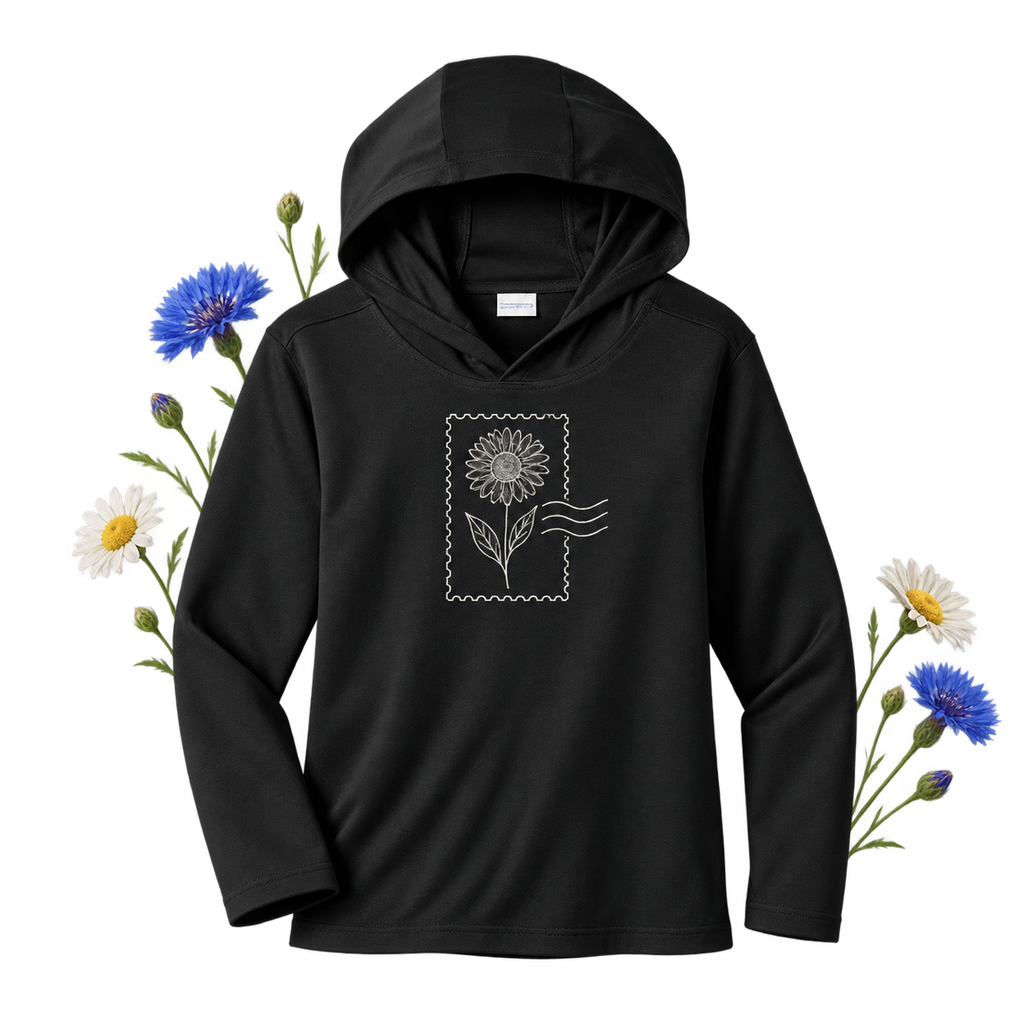 Sport-Tek YST420LSH Youth Posi-UV Pro Long Sleeve Hoodie — 4 oz polyester interlock with PosiCharge technology and set-in sleeves