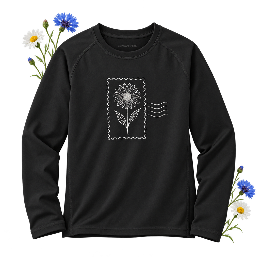 Sport-Tek YST470LS Youth Long Sleeve Rashguard Tee — 5.9 oz stretch jersey with raglan sleeves