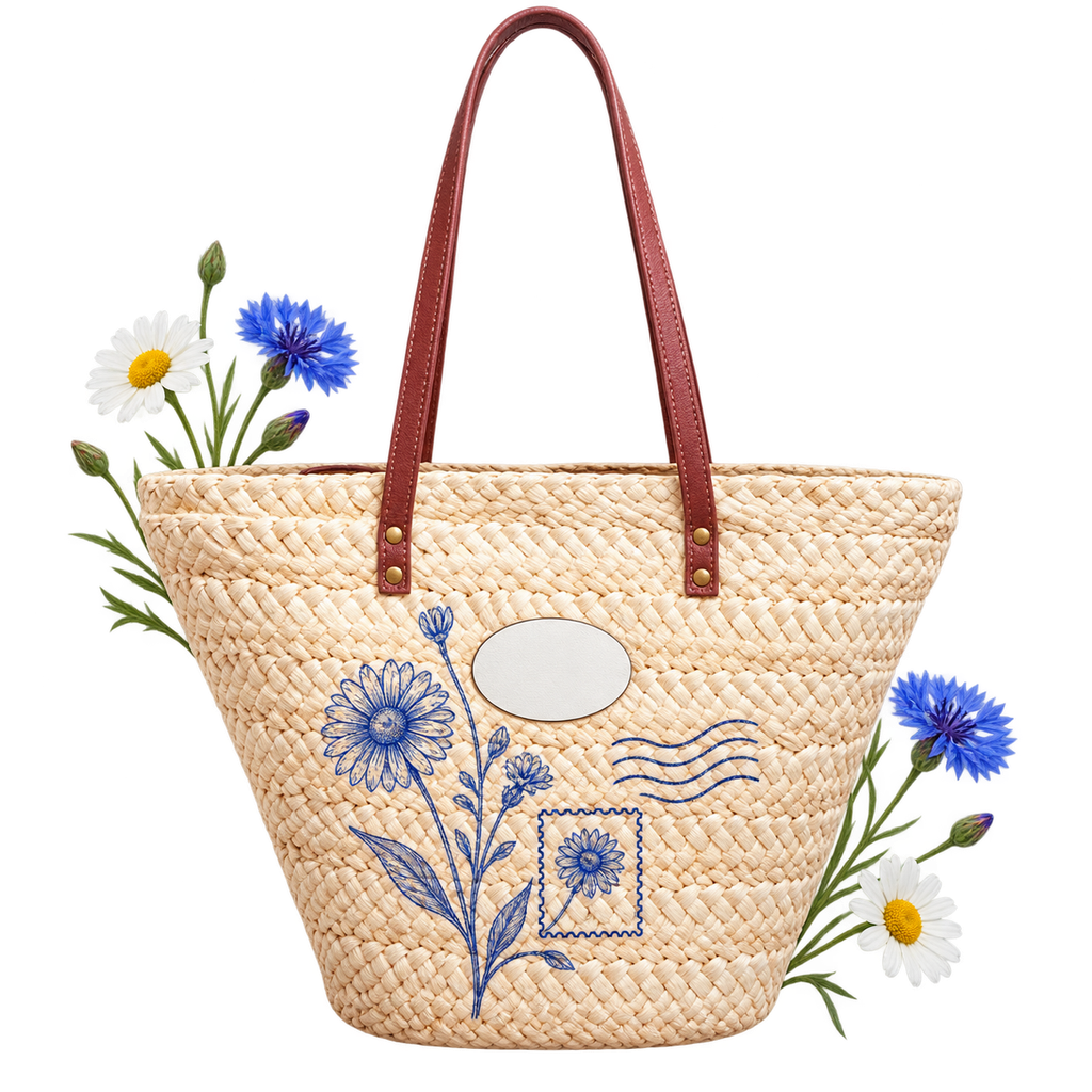 Straw Tote Bag, a tote bag with carrying handles, with braided straw construction