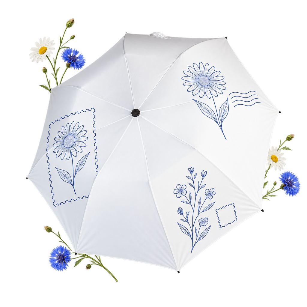 Umbrella, a canopy supported above a handle, with 100% polyester pongee fabric with waterproof coating construction