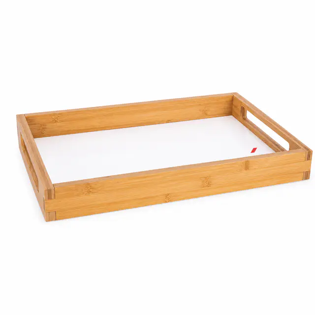Unisub 5672 Large Natural Wood Serving Tray with Hardboard Insert